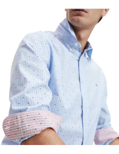 Tommy Hilfiger - Camisa TH Flex con Puntos y Rayas