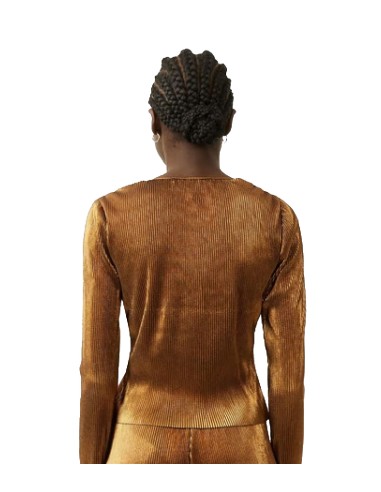 French Connection - Camiseta Taina Metallic Pleated