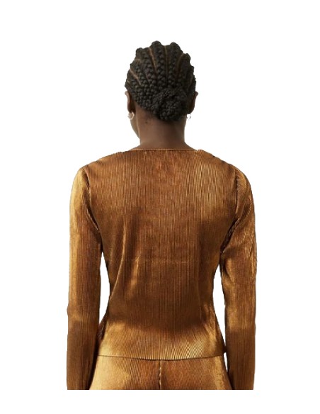 French Connection - Camiseta Taina Metallic Pleated