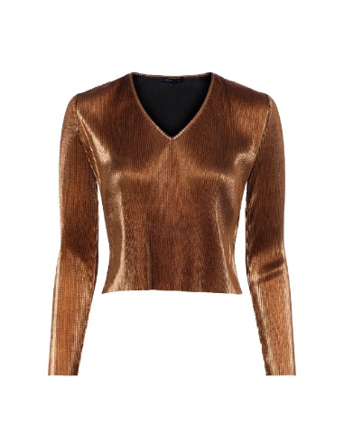 French Connection - Camiseta Taina Metallic Pleated
