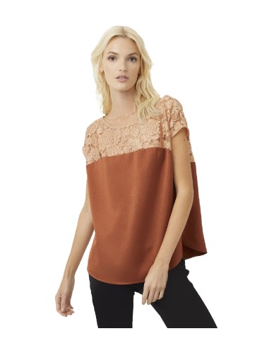 French Connection - Camiseta Eshi Foil Lace con Satín