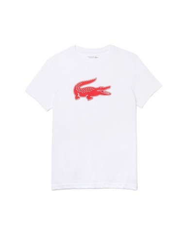 Lacoste - Camiseta Sport con Cocodrilo Estampado Blanca