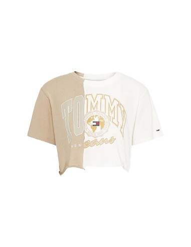 Tommy Hilfiger - Camiseta Cropped con Logo Dividido