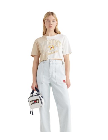Tommy Hilfiger - Camiseta Cropped con Logo Dividido
