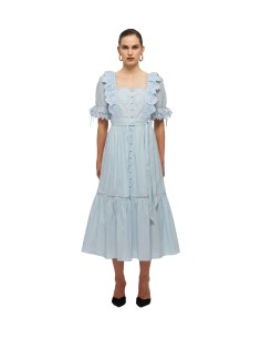 Self-Portrait - Vestido Floral Broderie Cotton