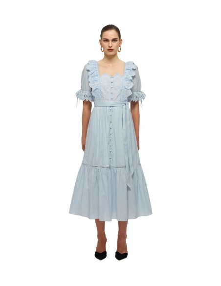 Self-Portrait - Vestido Floral Broderie Cotton