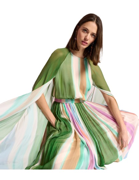 Essentiel Antwerp - Maxi-Vestido con Mangas Estilo Capa