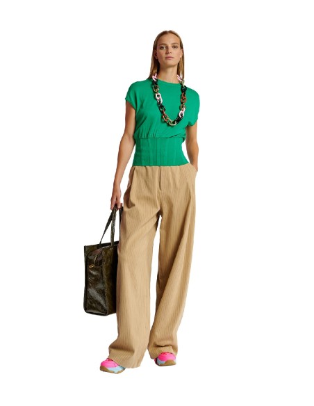 Essentiel Antwerp - Pantalón Wide-Leg de Rayas Diplomáticas