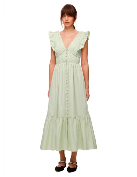 SELF-PORTRAIT - Vestido Pistachio Cotton Midi