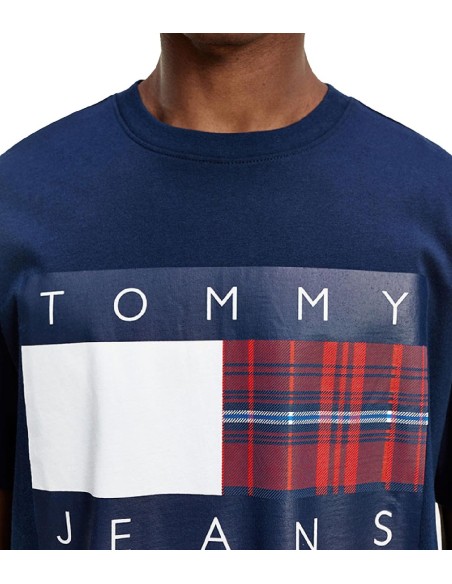 Tommy Jeans - Camiseta Plaid Centre Flag