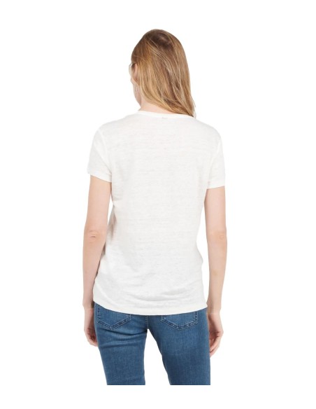 IKKS - Camiseta de Lino con Cuello de Pico