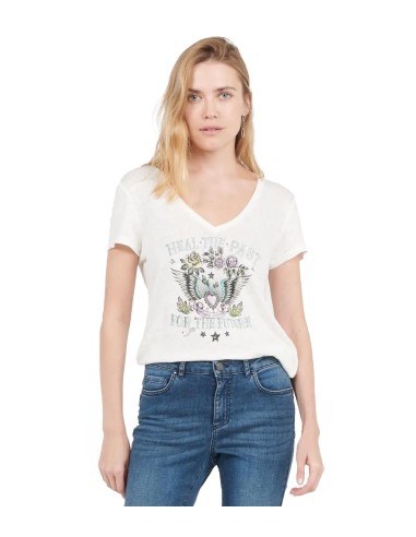 IKKS - Camiseta de Lino con Cuello de Pico