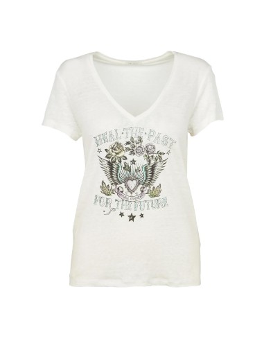 IKKS - Camiseta de Lino con Cuello de Pico