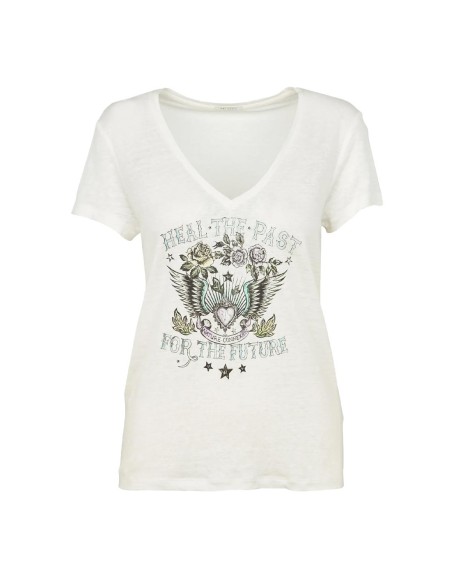 IKKS - Camiseta de Lino con Cuello de Pico