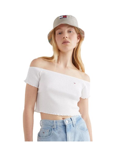 Tommy Jeans - Camiseta Cropped De Hombros Caídos