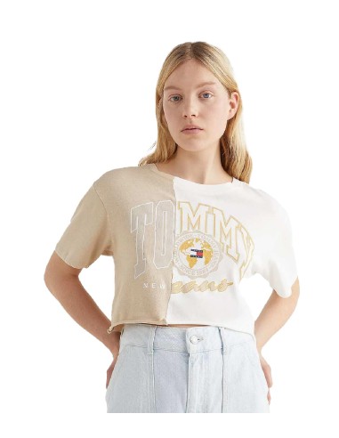 Tommy Hilfiger - Camiseta Cropped con Logo Dividido