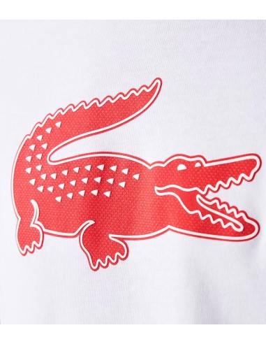 Lacoste - Camiseta Sport con Cocodrilo Estampado Blanca