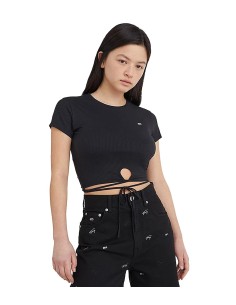 Tommy Jeans - Camiseta Cropped con Lazo