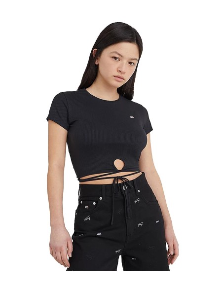 Tommy Jeans - Camiseta Cropped con Lazo