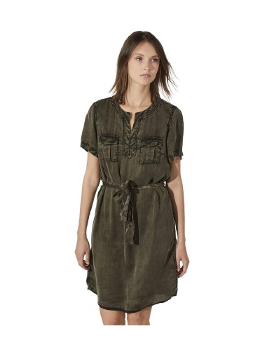 IKKS - Vestido de Cuello Tunecino con Cinturón