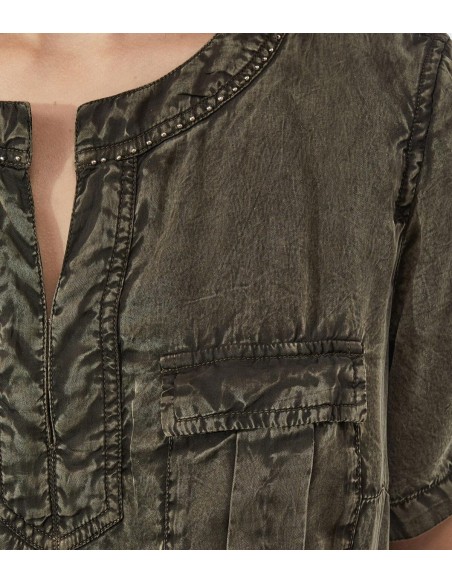 IKKS - Vestido de Cuello Tunecino con Cinturón