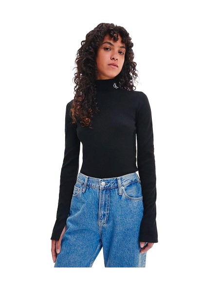 Calvin Klein - Camisetas Rib Mock Neck, Beh