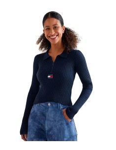 Tommy Jeans - Jersey en Canalé con Logotipo