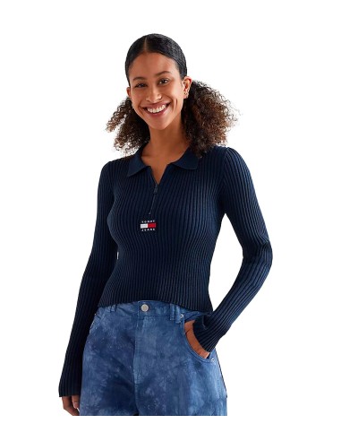 Tommy Jeans - Jersey en Canalé con Logotipo