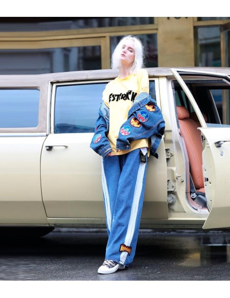 Mod Wave Movement - Pantalón Vaquero con Estampado