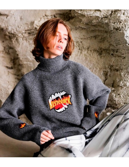 Mod Wave Movement - Jersey de Cuello Alto con Estampado