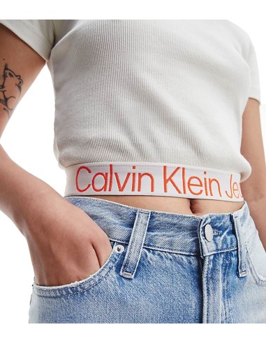 Calvin Klein - Camisetas Logo Tape Rib Short, Acf