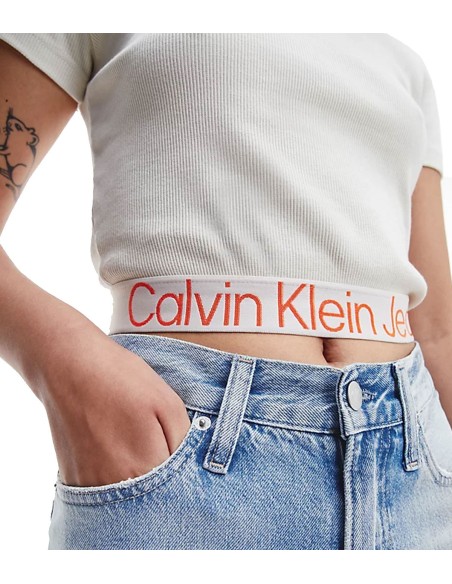 Calvin Klein - Camisetas Logo Tape Rib Short, Acf