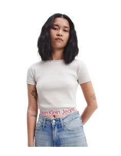 Calvin Klein - Camisetas Logo Tape Rib Short, Acf