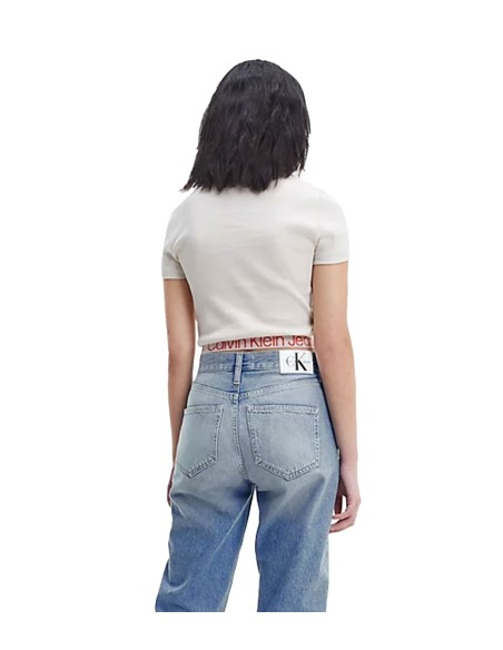 Calvin Klein - Camisetas Logo Tape Rib Short, Acf