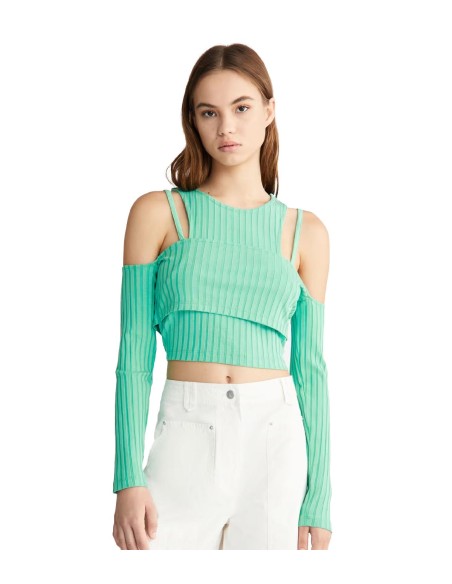 Calvin Klein - Camisetas Rib Double Layer Cro, L1C