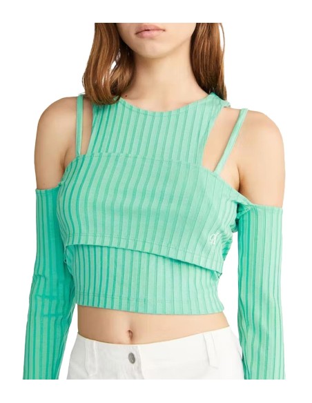 Calvin Klein - Camisetas Rib Double Layer Cro, L1C