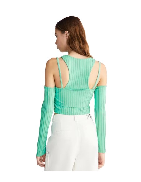 Calvin Klein - Camisetas Rib Double Layer Cro, L1C