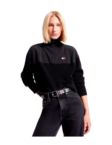 Tommy Jeans - Jersey de Cuello Alto con Cremallera y Logo