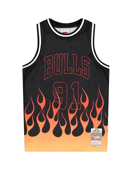 Mitchell & Ness - Camiseta Flames Swingman Dennis Rodman Chicago Bulls 1997-98