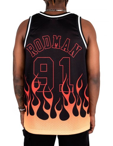 Mitchell & Ness - Camiseta Flames Swingman Dennis Rodman Chicago Bulls 1997-98