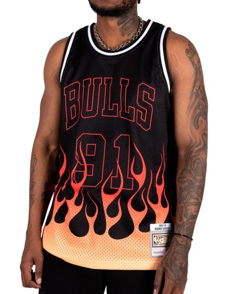 Mitchell & Ness - Camiseta Flames Swingman Dennis Rodman Chicago Bulls 1997-98