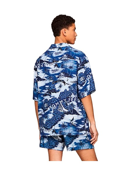Tommy Jeans - Camisa Hawaiana de Cuello Cubano