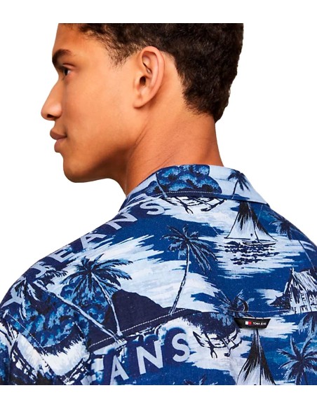 Tommy Jeans - Camisa Hawaiana de Cuello Cubano