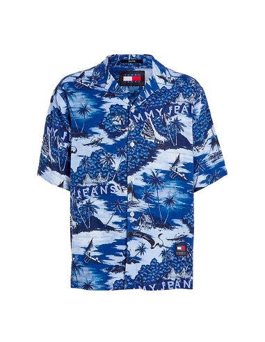 Tommy Jeans - Camisa Hawaiana de Cuello Cubano
