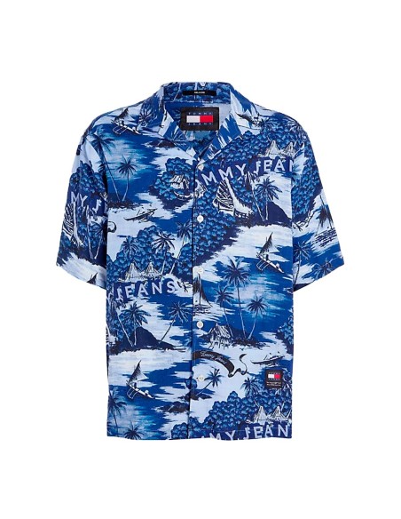 Tommy Jeans - Camisa Hawaiana de Cuello Cubano