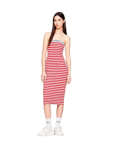 Tommy Jeans - Vestido a Rayas Con Logo