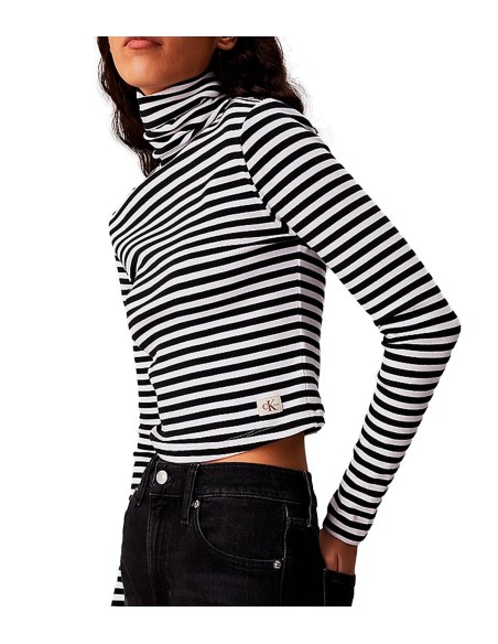 Calvin Klein - Camisetas Woven Label Rib Rollneck
