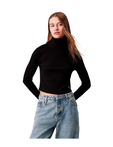 Calvin Klein - Camisetas Woven Label Rib Rollneck