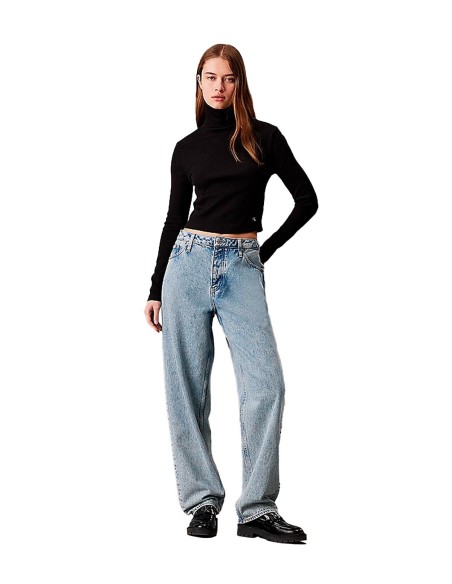 Calvin Klein - Camisetas Woven Label Rib Rollneck