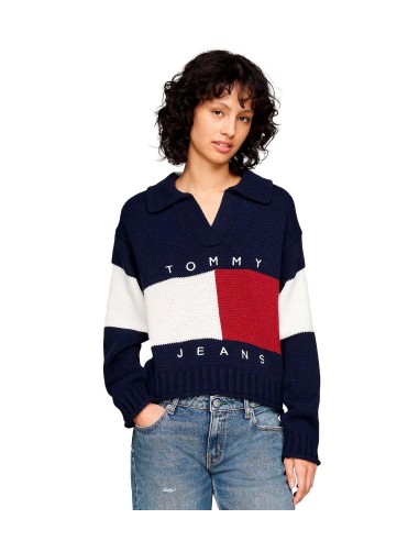 Tommy Jeans - Jersey Tricolor Con Cuello Rugby
